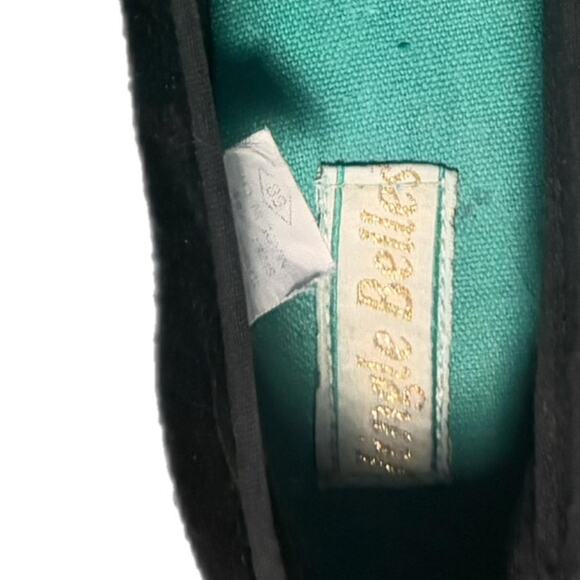 1980s black suede loafers with embroidered pointsetta - Picture 3 of 5